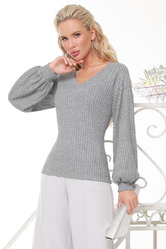 Sweater gray with puffed sleeves