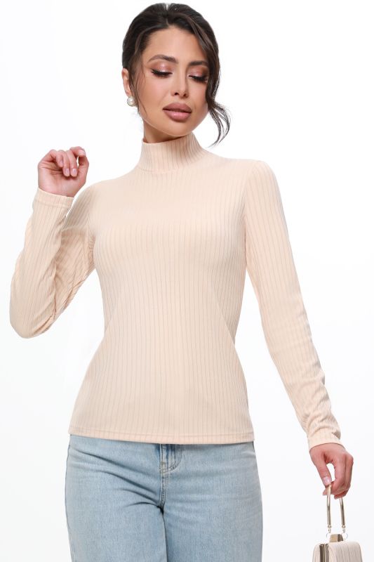 Light beige long sleeve noodle turtleneck sweater