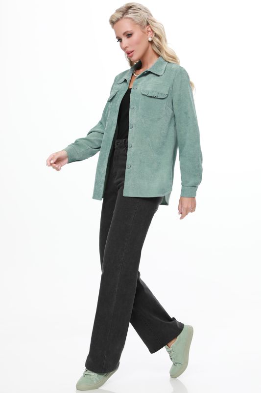 Microvelvet shirt with pockets, green