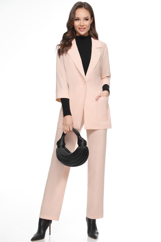 Peach colored pantsuit