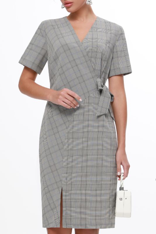 Asymmetric plaid dress