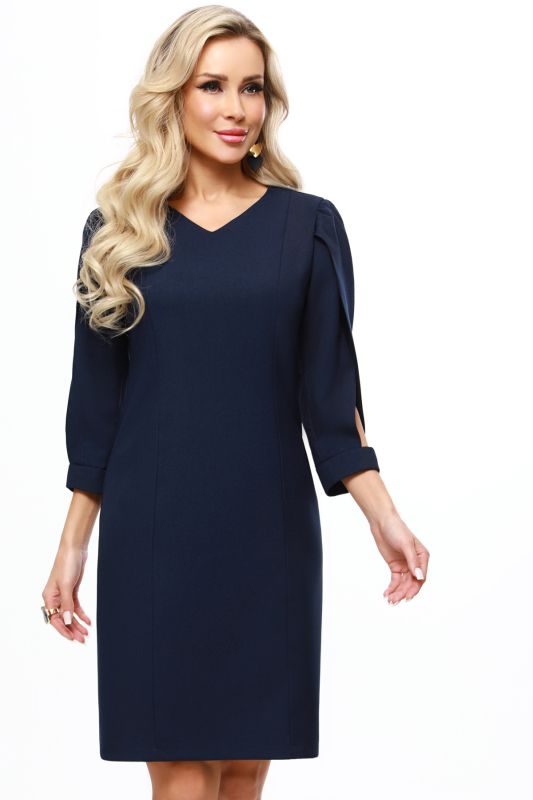 Dark blue dress with cutout on sleeves