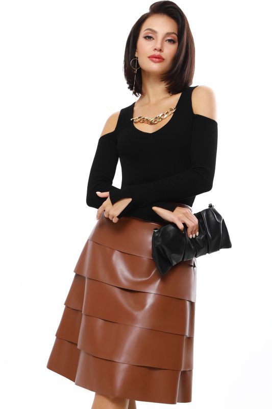 Flounced leather skirt