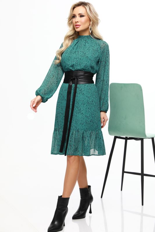 Long sleeve chiffon dress with lining