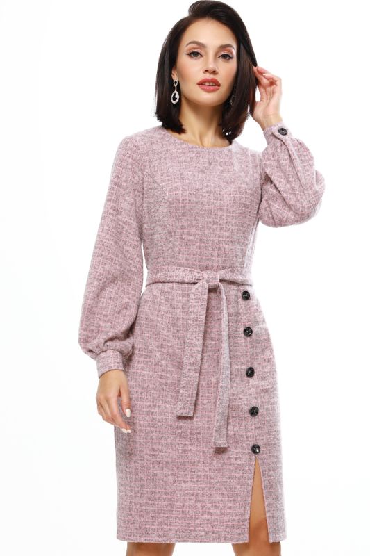 Pink knitted dress with belt