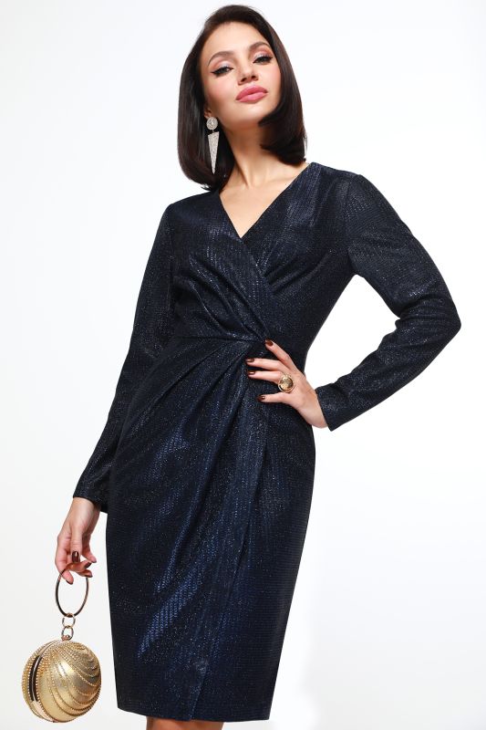 Flared dress in navy blue