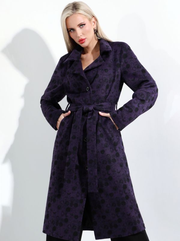 Purple demi coat with belt