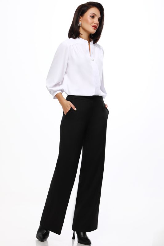 White blouse with stand-up collar