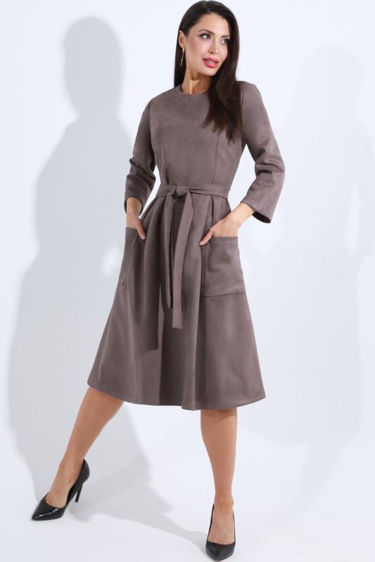 Brown Suede Dress with Belt