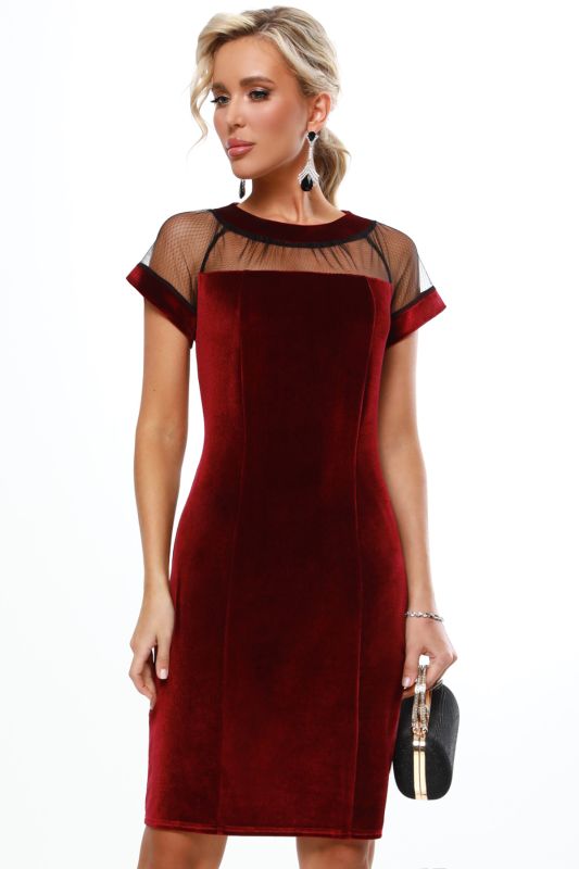 Velvet cocktail dress with mesh inset