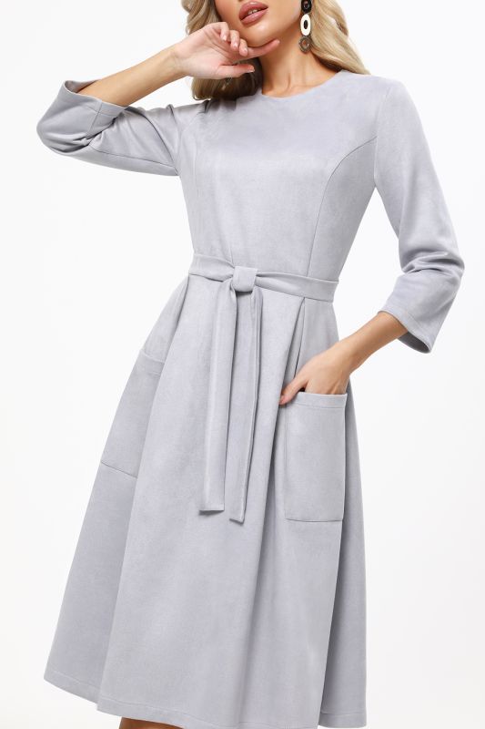 Light gray dress with patch pockets