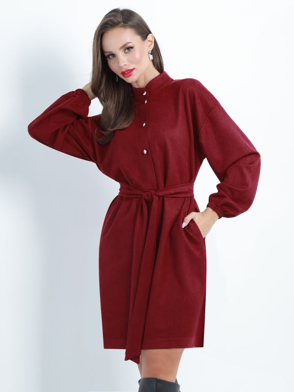 Long Sleeve Straight Dress with Belt