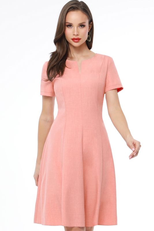 Peach dress with flared skirt