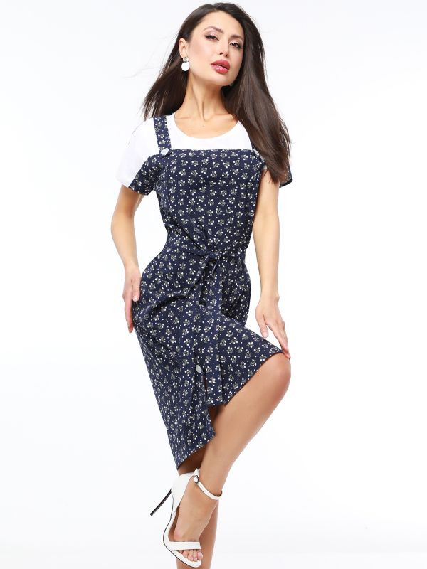 Blue dress with contrast basque