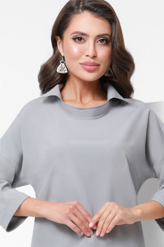 Blouse gray with unusual collar