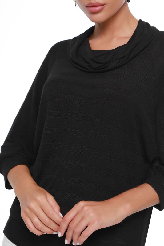 Black batwing knit blouse