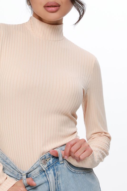 Light beige long sleeve noodle turtleneck sweater