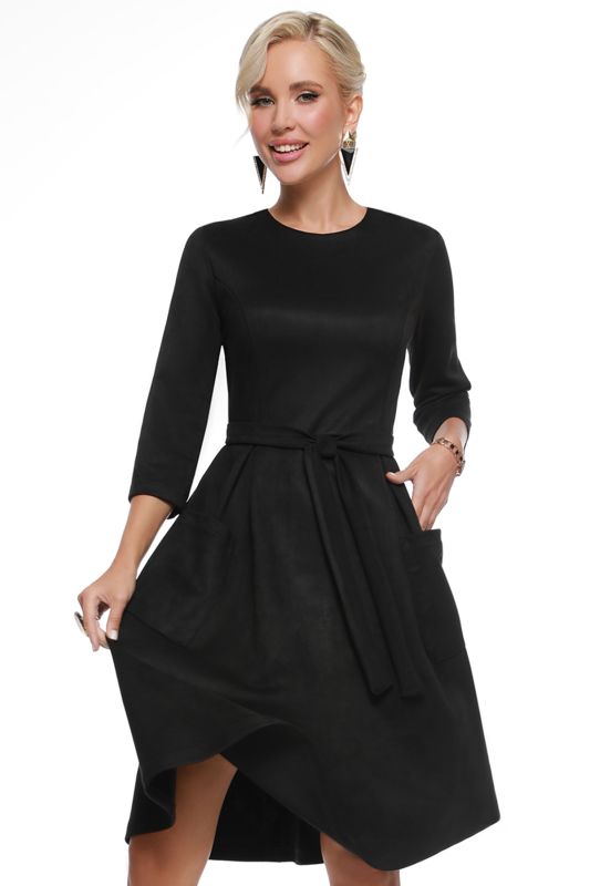 Black suede dress with belt