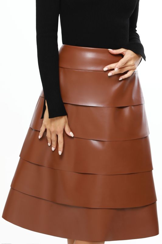 Flounced leather skirt