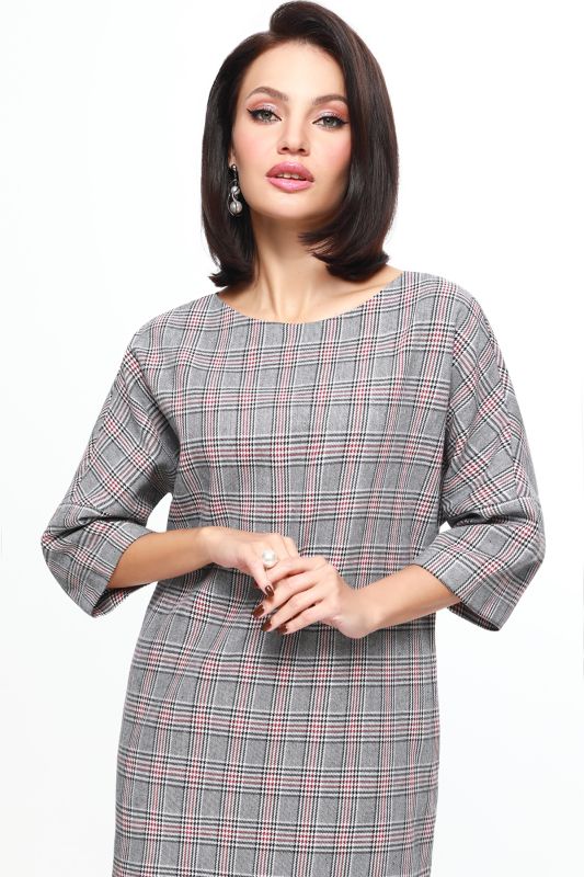 Plaid gray dress with side seam pockets