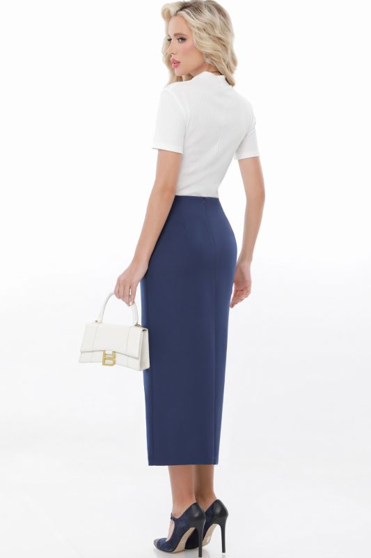 Blue midi skirt with slit