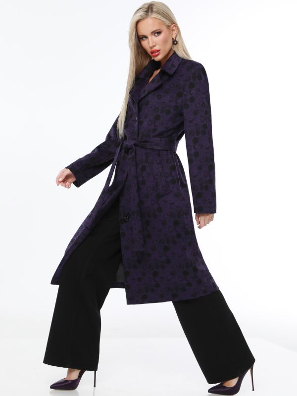 Purple demi coat with belt