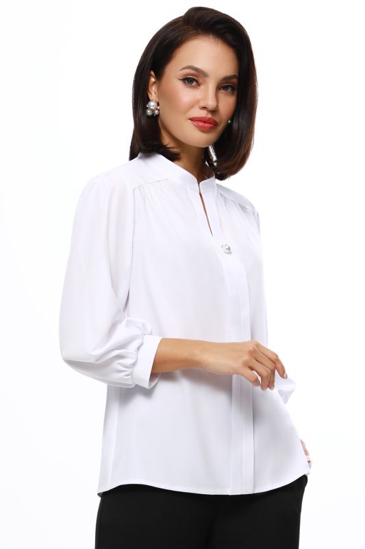 White blouse with stand-up collar