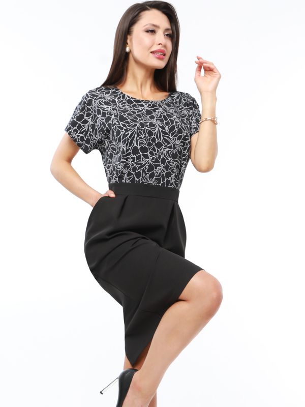 Dress 2in1 black with print