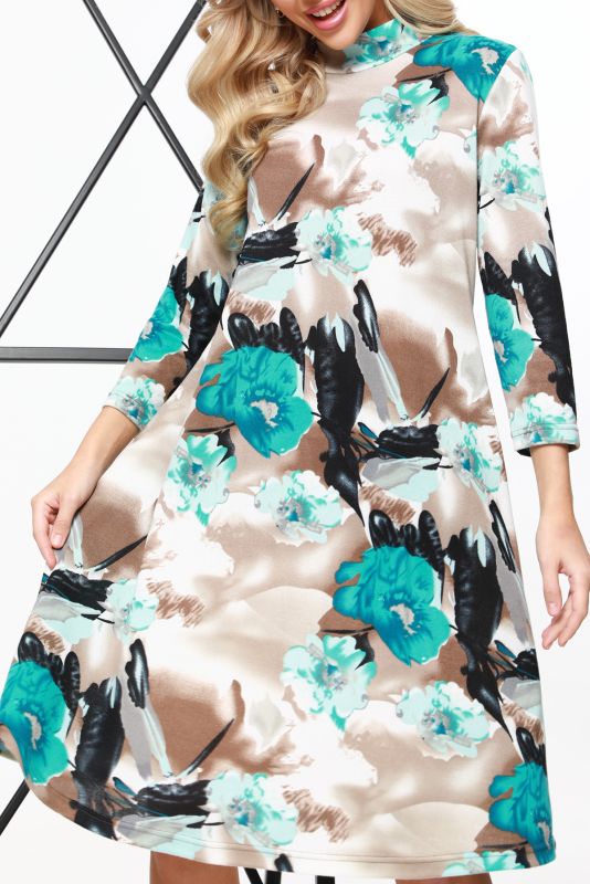 A-silhouette dress with floral print