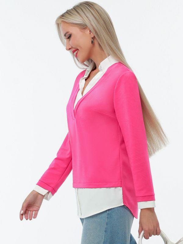 Blouse two in one fuchsia color