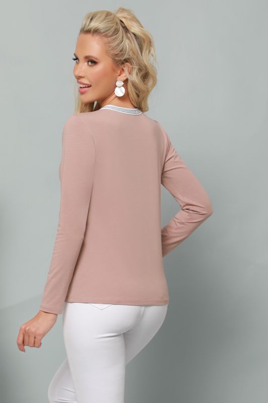 Peach blouse with triangle neckline