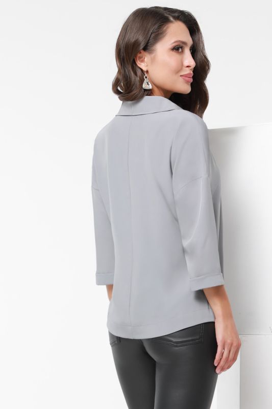 Blouse gray with unusual collar