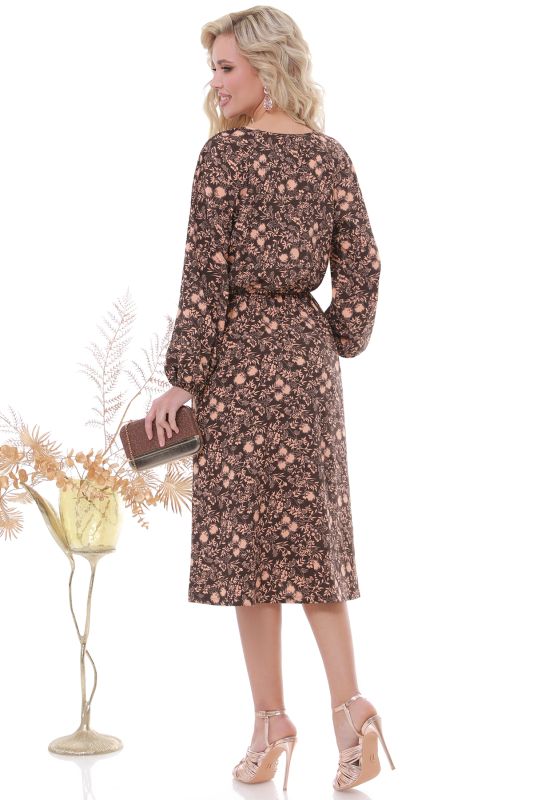 Brown dress with puffed sleeve