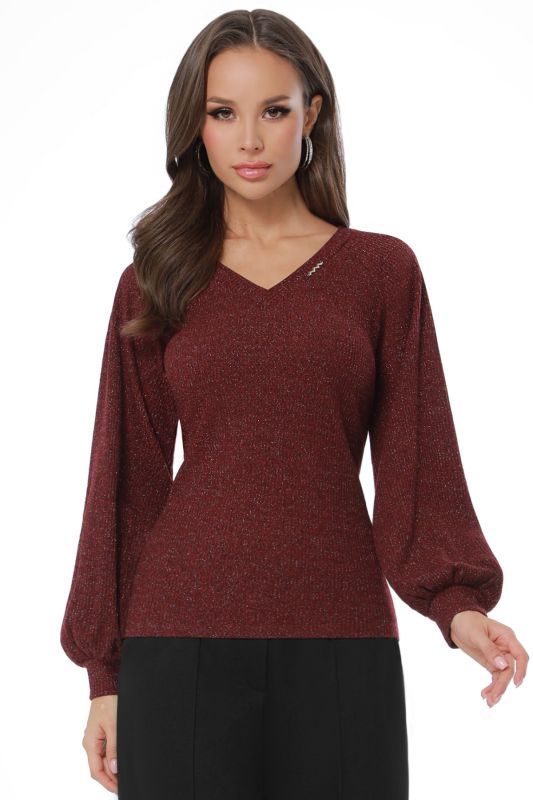 Burgundy sweater with puffed sleeves