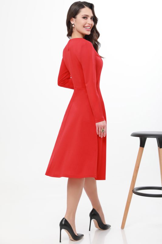 Red dress with decorative buttons