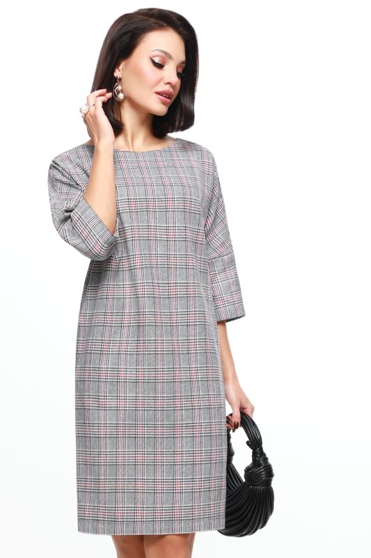 Plaid gray dress with side seam pockets