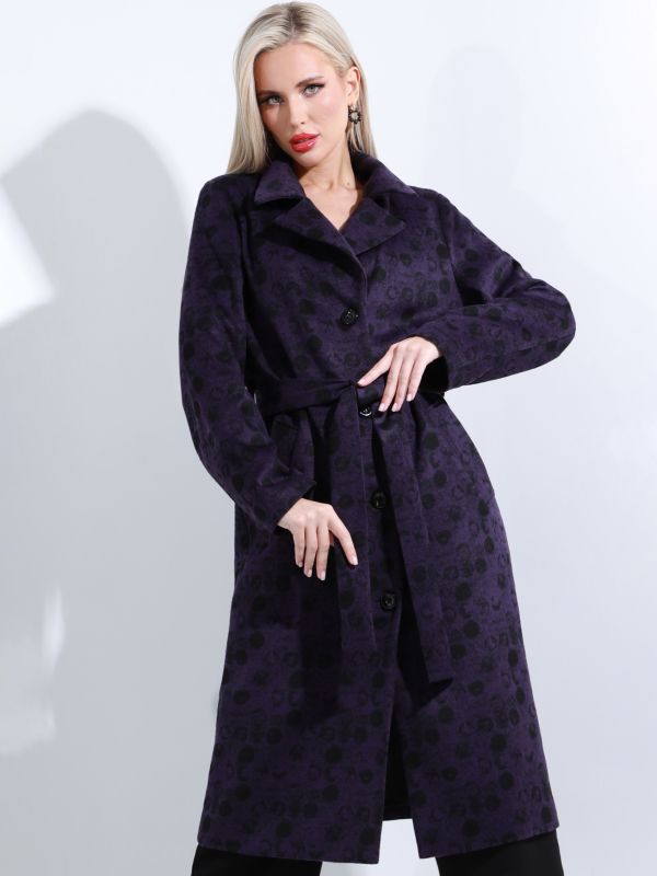 Purple demi coat with belt