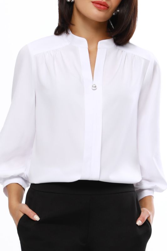 White blouse with stand-up collar