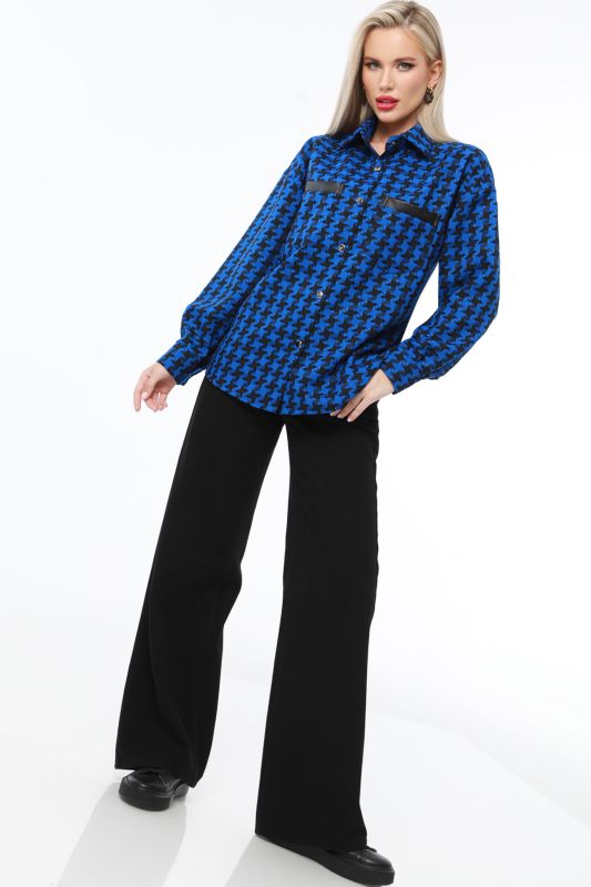 Shirt blue with houndstooth print