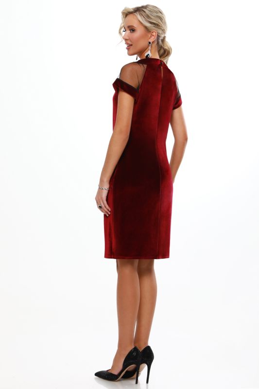 Velvet cocktail dress with mesh inset