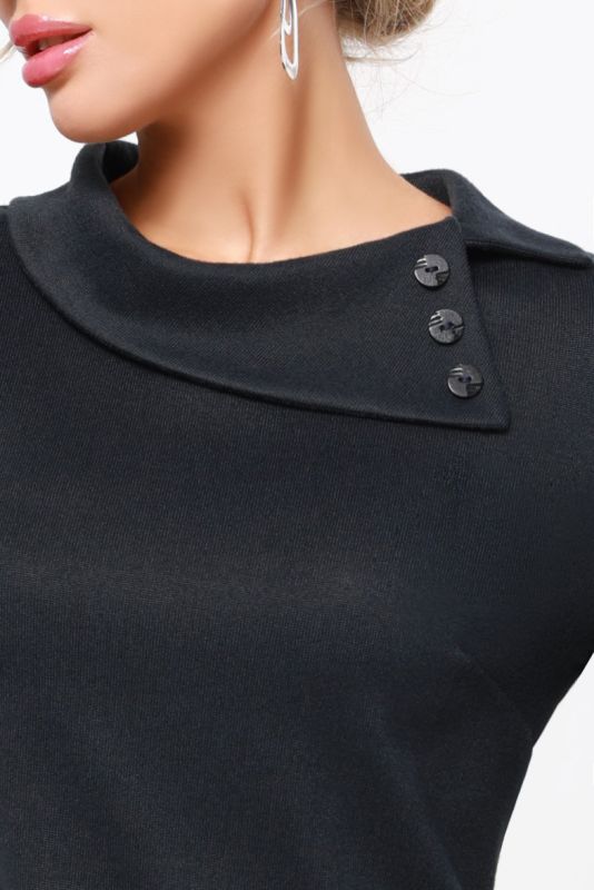 Dark gray sweater with asymmetric collar