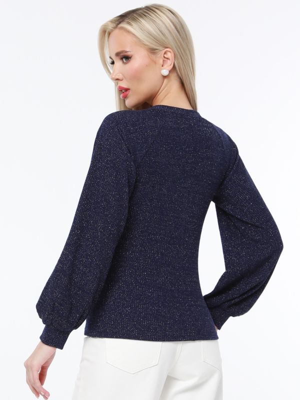 Dark blue sweater with puffed sleeves