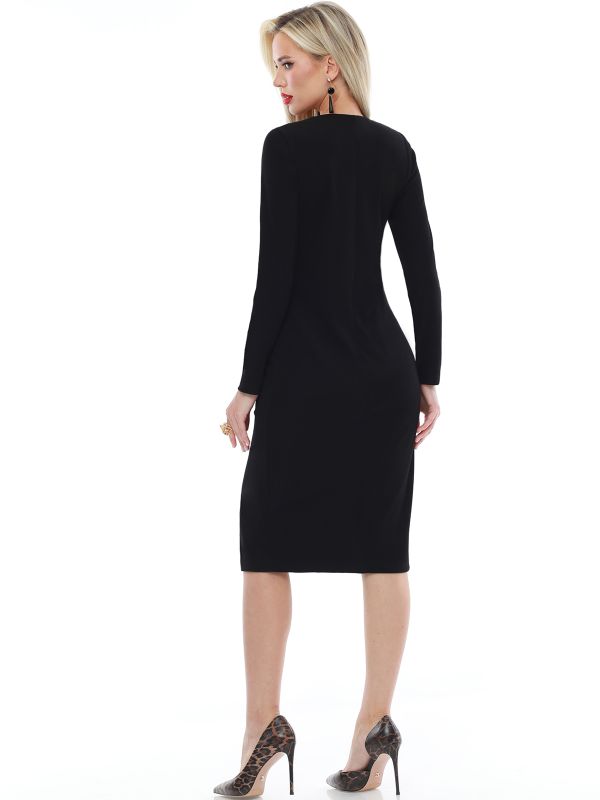 Black Cocktail Dress with Kare Neckline