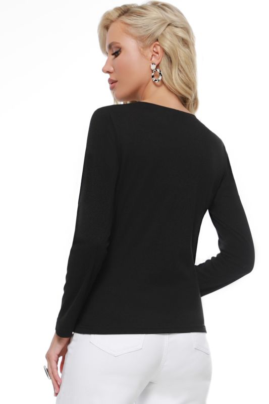 Black knit blouse with asymmetric gathering