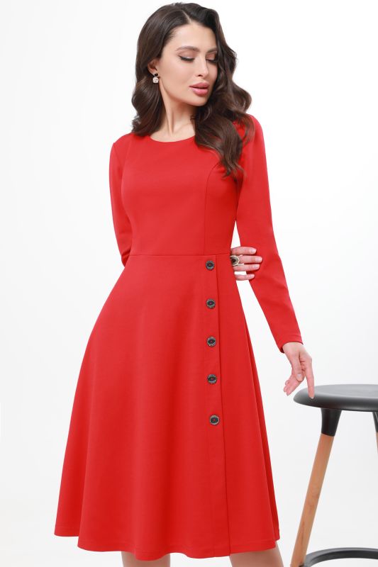 Red dress with decorative buttons