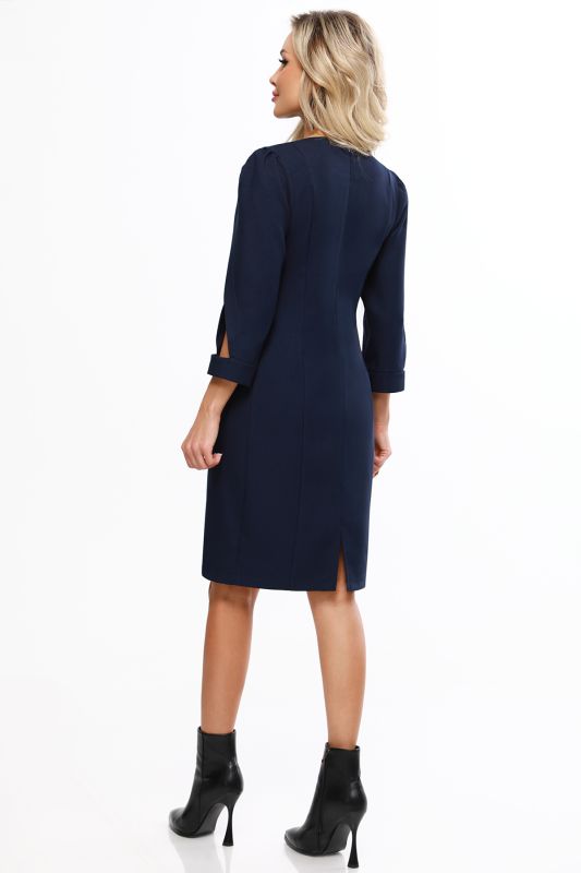 Dark blue dress with cutout on sleeves