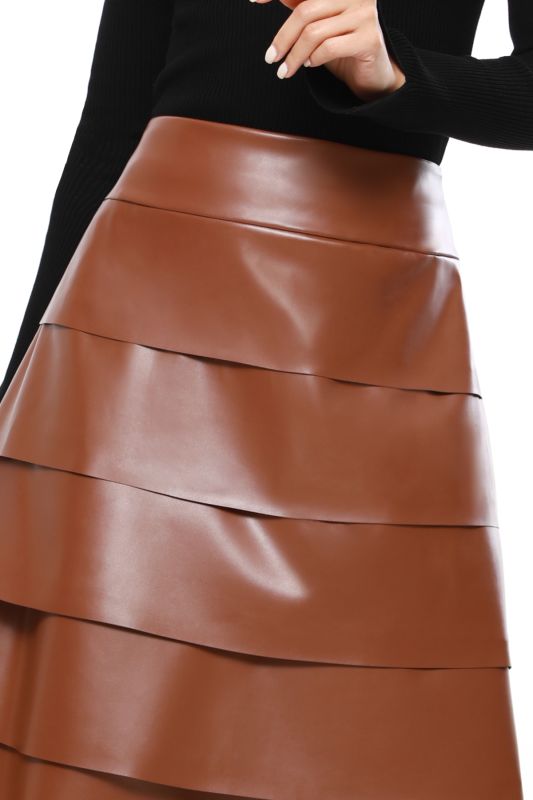 Flounced leather skirt