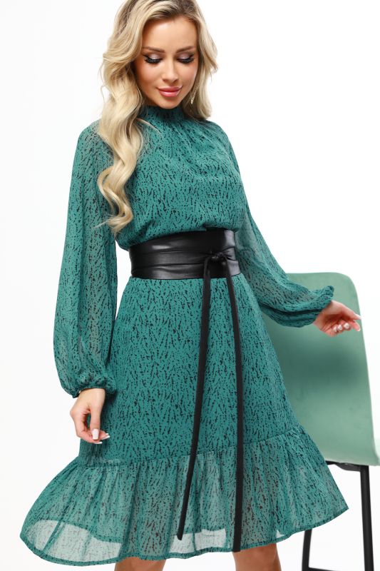 Long sleeve chiffon dress with lining