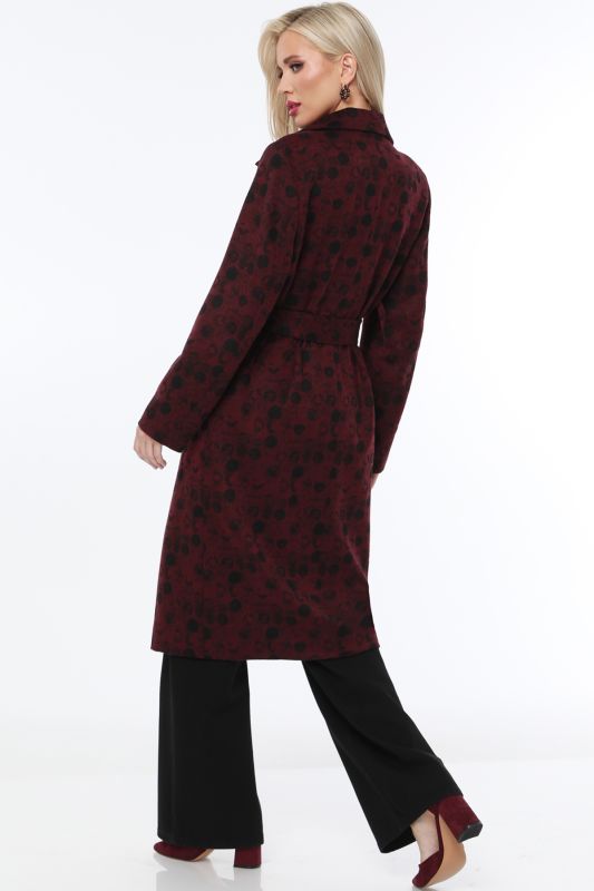 Demi-seasonal burgundy coat with waistband