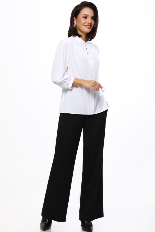 White blouse with stand-up collar